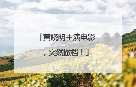 黄晓明主演电影，突然撤档！