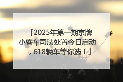 2025年第一期京牌小客车司法处置今日启动，618辆车等你选！